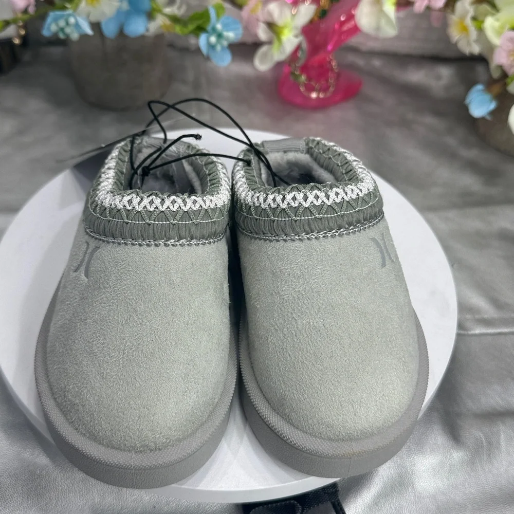 (S4)Hurley-Modi Kids' Indoor/Outdoor Slippers,Durable Clogs with Fur Fleece,Sz 5
